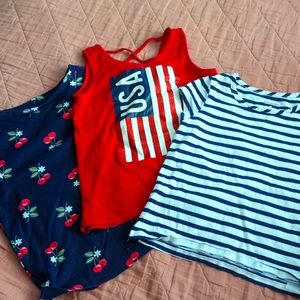 Bundle of three girls 4t red, white and blue summer tops.